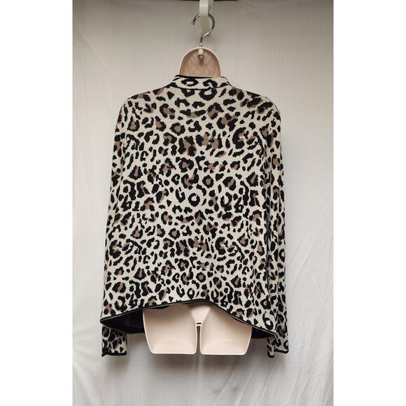 Chico's Women's Animal Print Convertible Brown Cardigan Sweater Size 2 US-L - Picture 6 of 10